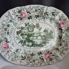 Graduating pair of antique Masons platters