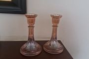 carnival glass candleholders