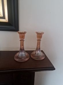 carnival glass candleholders