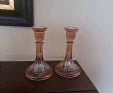 carnival glass candleholders