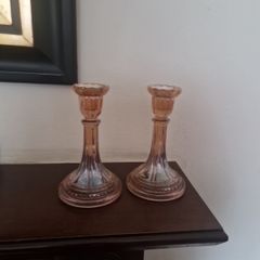 carnival glass candleholders