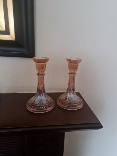 carnival glass candleholders