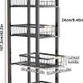 Vegetable Rack with Wooden Top,5-tier kitchen Storage Trolley,Vegetable Trolley on Wheels for Kitchen, Pantry, Office Image 3