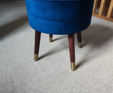 Blue Velvet Storage Stool / Ottoman / Pouffe - Perfect Condition!