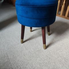 Blue Velvet Storage Stool / Ottoman / Pouffe - Perfect Condition!