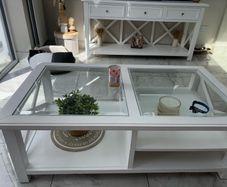 White Coffee Table with Glass Top