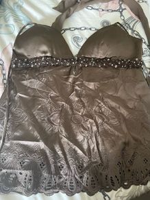 lipsy halterneck top dressy brown new size 10