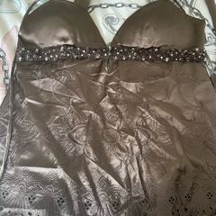 lipsy halterneck top dressy brown new size 10