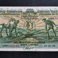 Ireland 1939  1 Pound Ploughman The Munster And Leinster Bank Limited