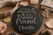 In loving memory pet engraved slate coaster