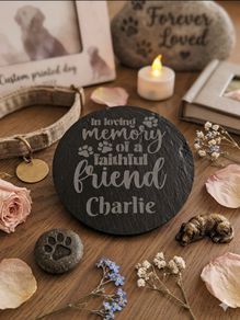In loving memory pet engraved slate coaster