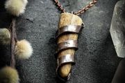 Naturally Shed Deer Antler Tine Bound in Darkened Copper Necklace