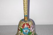 Vintage Chinese Cloisonne  Small Brass Bell with floral pattern