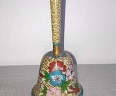 Vintage Chinese Cloisonne  Small Brass Bell with floral pattern
