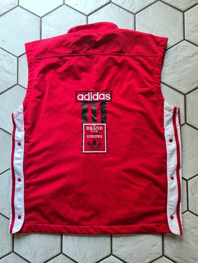 Adidas vest retro vintage Gilet red top adibreak shirt t-shirt poppers D7 Size L/XL the Brand