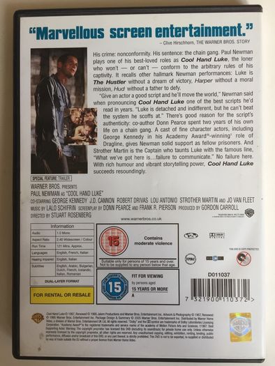 Cool Hand Luke [1967] Paul Newman & George Kennedy [Movie DVD] Academy Award Winner