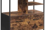 _Office Filing Cabinet with Drawer and Open Compartments for A4 Documents, Letter Format, Printer Stand, Industrial Design, Vintage Brown/Black