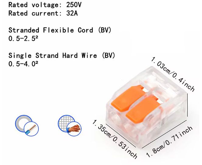 2/3/5 way Universal Electrical Wire Cable Connector Quick plug-in Terminal 250V/32A Free viewing