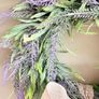 New mini 30cm faux wild lavender wreath with exaggerated linen and polka dot bow Image 4
