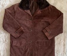 Genuine Leather Suede Jacket Size L In rich chocolate brown calour Vintage oversized Fit Unisex