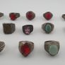 Lot of 15 Antique Tribal Style Brass Rings Mixed Stone & Colourful Glass Image 9