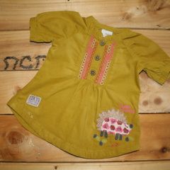 NEXT baby girl ochre tunic short sleeves dress 3-6 months