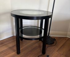 2 x Black glass side tables