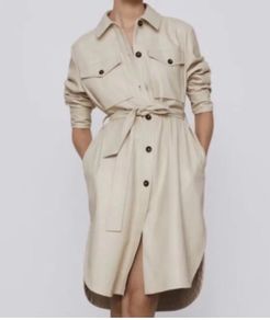 Zara cream faux leather coat / dress
