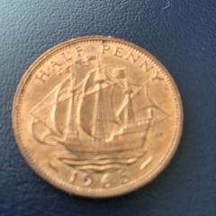 1965 British Halfpenny coin