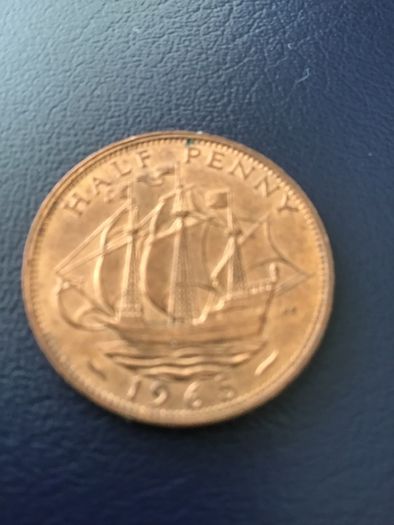 1965 British Halfpenny coin