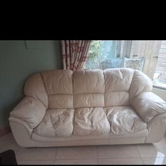 Leather Cream Sofa