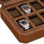 12 Slot Leather Watch Box - Luxury Watch Case Display Organizer, Microsuede Liner, Locking Mens Jewelry Watches Holder, Men's Storage Boxes Holder Large Glass Top (Tan/Brown) Image 4