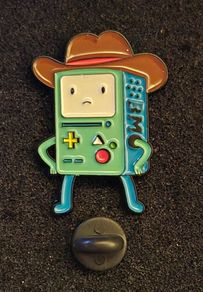 BMO , pin back badge.