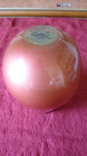 9 Inches Tall Orange Glass Vase Made In Spain