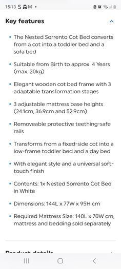 White Cot Bed (Nested Sorrento)