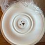 Pair of decorative white ceiling roses for chandeliers or pendant lights. Image 2