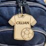 Personalised Football Shirt Keyring - Wooden Name Tag - Bag Tag - Football Gift for Boys or Girls Image 3