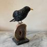 Hand-Carved Gemstone Blackbird on Crystal Geode Base Image 4