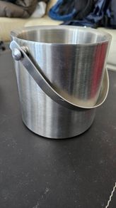 Insulated stainless ice bucket with handle
