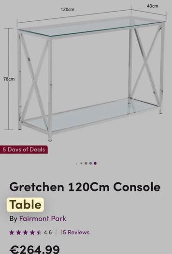 Gretchen 120Cm Console Table By Fairmont Park