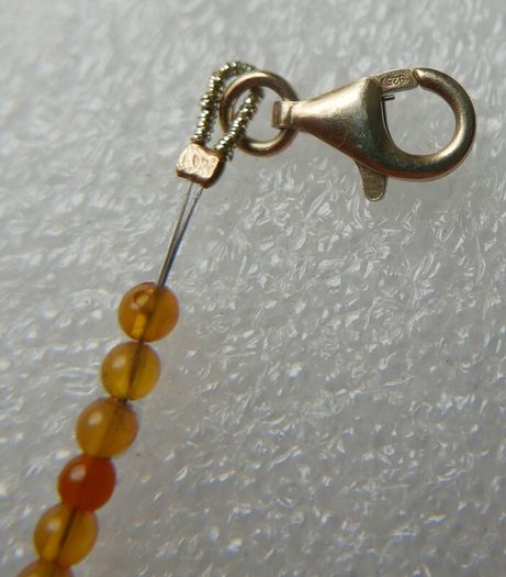 925 Sterling Silver Beaded Bracelet with Orange and Blue Stones