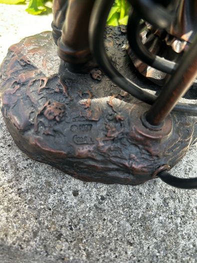 Antique Bronze Lamp Statue