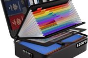 Fireproof Document Box with 5200F Heat Insulated,Multi-Layer Waterproof &amp; Fireproof 13 Pockets File Organiser,A4 Document Storage Box with Lock