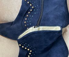 Navy Suede Ankle Boots