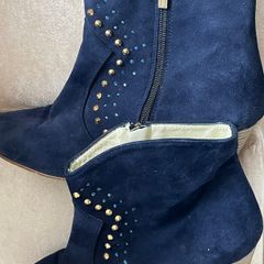 Navy Suede Ankle Boots