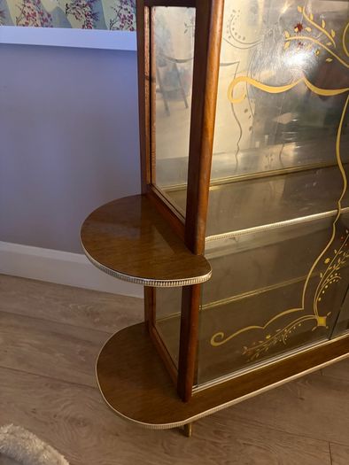 Vintage Mid-Century Cocktail / Drinks Cabinet Glass/ Wood Bar Display (1950s/60s)