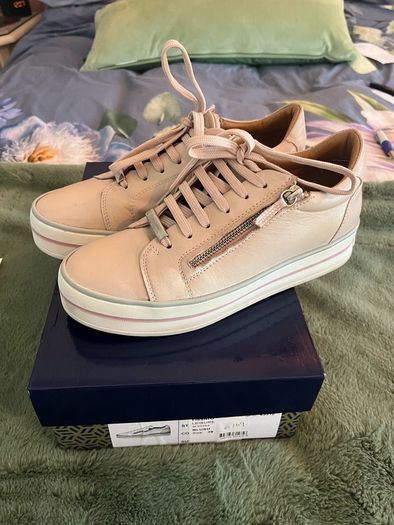 NEW Carl Scarpa Fissato Side Zip Platform Runners / Trainers - Blush Pink Leather - Size 6 / EU39