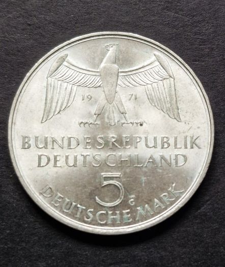 1971 Germany 5 Deutsche Mark 100 Jahre Deutsches Reich Silver coin