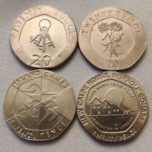 Gibraltar 20p 4 Coins 2013-15-18-19