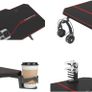 _Computer Game Table, Ergonomic Gaming Desk PC Game Table with Cup Holder and Headphone Hook, 140x65x75cm, Black Image 6